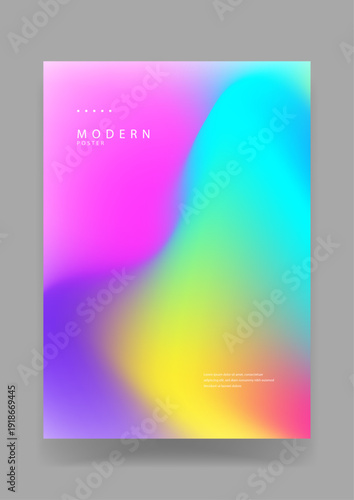 Soft blurry background with vibrant pink yellow and cyan blue gradient transition