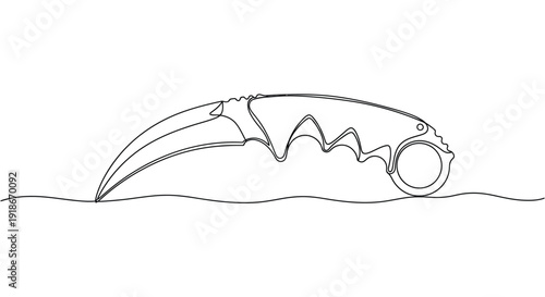 Karambit knife, continuous line art illustration