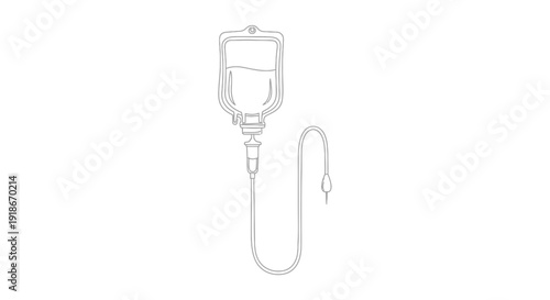 IV Drip Bag Line Art Medical Illustration