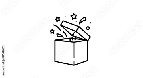 Surprise box with stars and confetti emerging