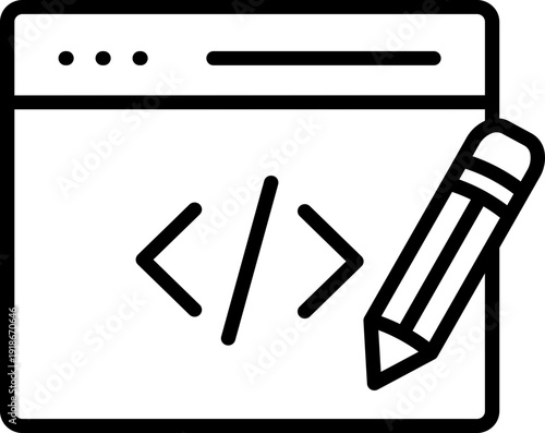 Black code writer icon - outline