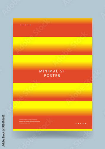 Minimalist abstract poster design with horizontal stripes in warm orange and bright yellow tones for a retro or summery aesthetic