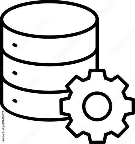 Black database settings icon - outline