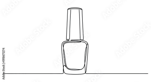 Single line drawing of a modern nail polish bottle