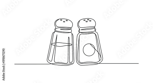 Single line drawing of salt and pepper shakers