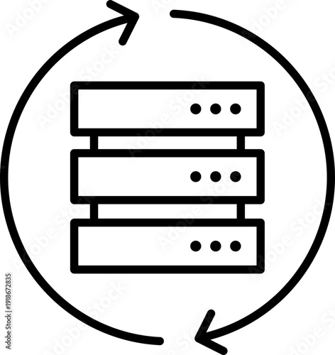 Black data synchronization icon - outline