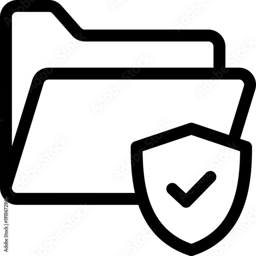 Black folder secure icon - outline