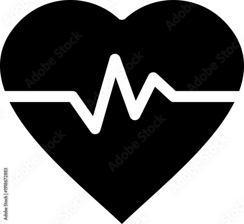 Black heart rate icon - solid