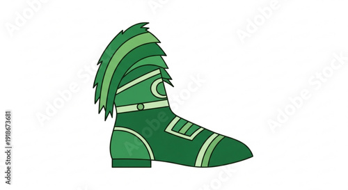 Green medieval knight's helmeted footwear illustration armor historical fantasy medieval protection safety knight
