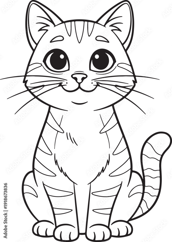 Obraz premium Cute cartoon cat with big eyes and playful expression