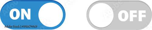 On and Off Toggle Switch Button UI Design, Modern Mobile App Interface Control Vector Illustration