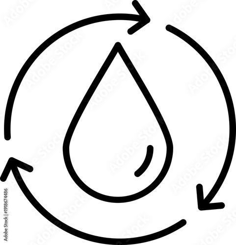 Black water conservation icon - outline