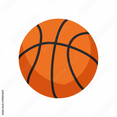 Flat Design Isolated Orange Basketball Ball Sports Equipment Illustration