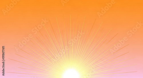 Vibrant sunrise with warm orange and pink hues bright sun rays shining
