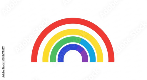 Vibrant rainbow icon with multicolored arches on white background symbolizing diversity and hope