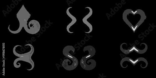 Stylized black and white card suits arranged in a grid pattern