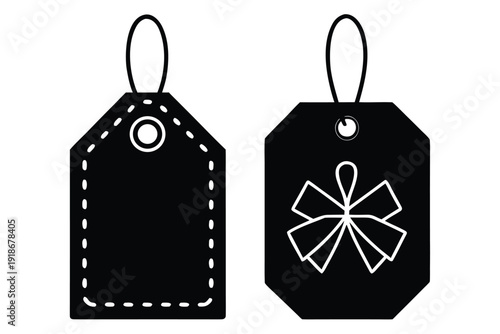 Collection of Blank Gift Tag Vector Shapes and Label Silhouettes for Commercial Product Packaging and Event Favor Branding