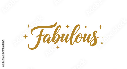 Elegant Gold Fabulus Text with Sparkling Stars for Celebrations