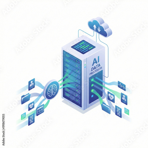 Isometric AI server processing big data of patient medical records