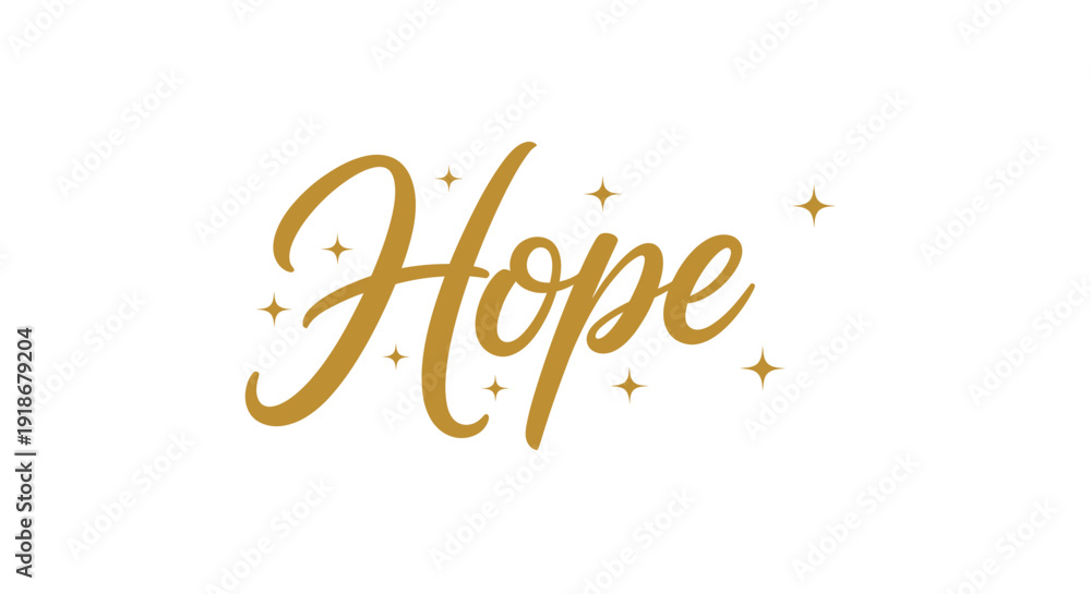 Fototapeta premium Elegant Gold Hope Text with Sparkling Stars Design