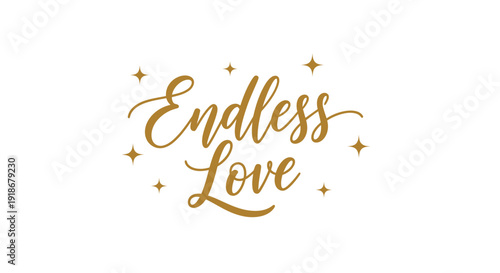 Elegant Gold Endless Love Calligraphy with Sparkling Stars