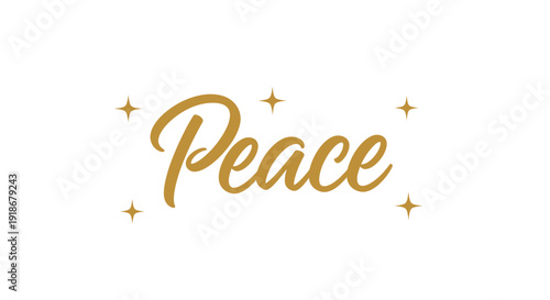 Elegant Peace Typography with Gold Sparkles for Calm and Tranquility