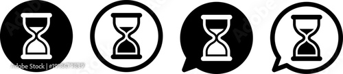 砂時計マークのアイコンセット 時間・待機・処理中シンボル モノクロ ベクター素材 Hourglass Icon Set Time Waiting Loading Symbol Monochrome Vector
