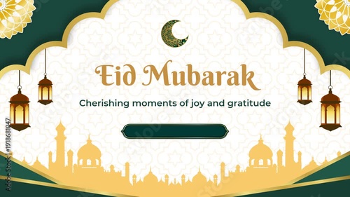 Elegant Islamic Celebration Background Featuring Eid Mubarak Message and Ornaments