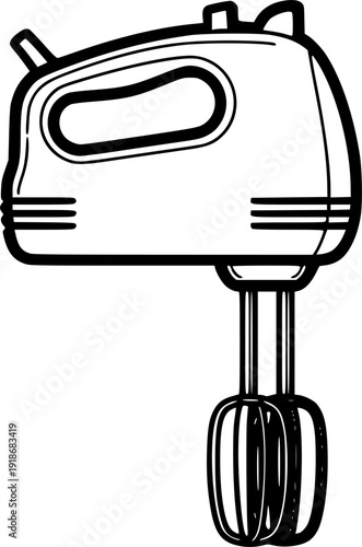 hand mixer silhouette line art vector illustration with a white background
