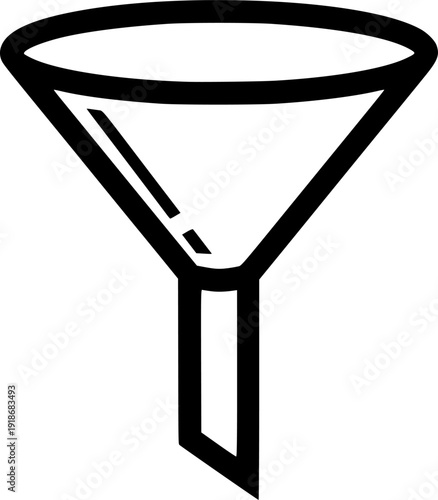 Black and White Graphic Depiction of a Funnel with a Wide Opening Above

