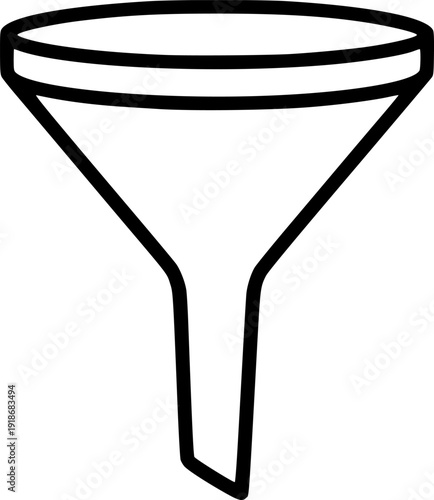 Black and White Graphic Depiction of a Funnel with a Wide Opening Above
