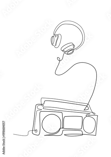 hand drawn retro radio