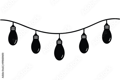 Golden Bulb String Vector Illustration with Warm Glowing Lights for Events and Party Decoration