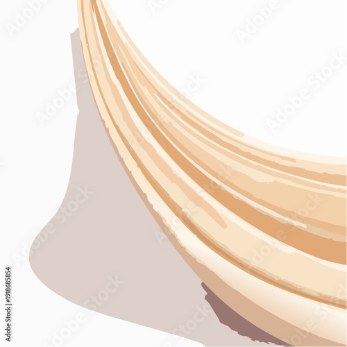 Smooth beige cream swirl on white background.