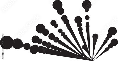 Black dots and lines radiating from a central point