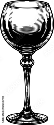 wine glass vintage hand drawn silhouette vector illustration