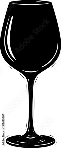 wine glass vintage hand drawn silhouette vector illustration
