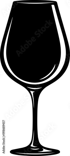 wine glass vintage hand drawn silhouette vector illustration