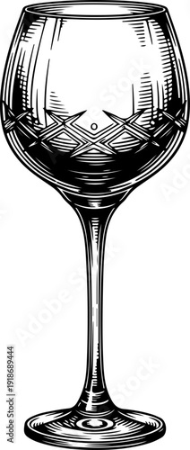wine glass vintage hand drawn silhouette vector illustration