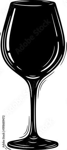 wine glass vintage hand drawn silhouette vector illustration