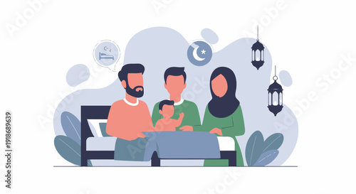 Happy Muslim Family Celebrating Ramadan Together 1.