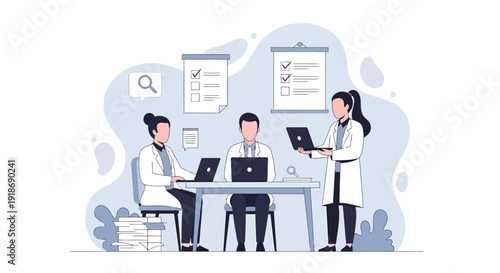 Medical Professionals Collaborating in a Modern Office Environment.