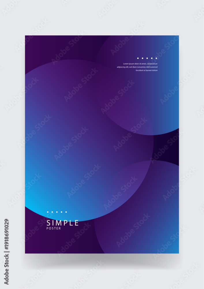 Fototapeta premium Minimalist flyer design featuring dark purple and blue spheres with soft lighting and professional typography for corporate events