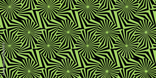 Optical illusion pattern with radiating lines and vibrant green hues