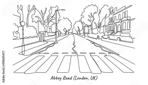 Εκτύπωση καμβά One-Line Drawing of Abbey Road Crossing, London