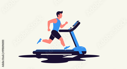 Active Man Running on Treadmill for Fitness Training