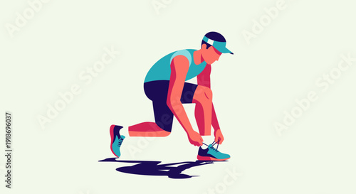 Athlete kneeling during sports activity, focus on fitness and training