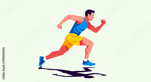 Dynamic Male Sprinter Running On Track, High-Speed Sports Action