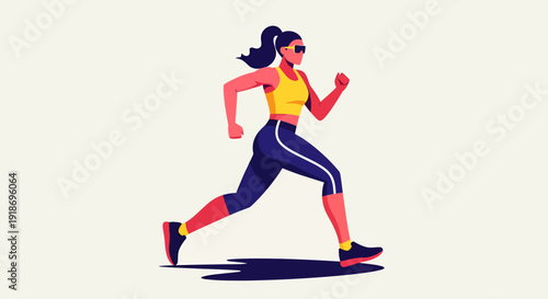 Dynamic Woman Running in Gym Attire for Fitness and Exercise
