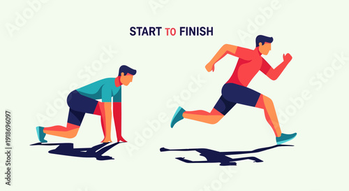 Motivational Running and Starting Line Illustration